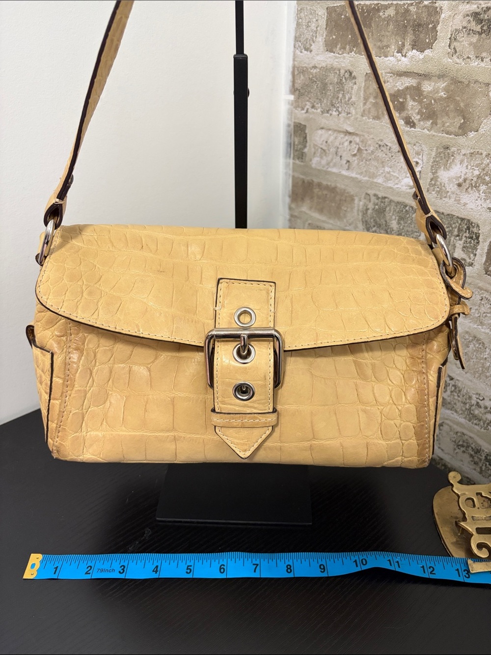 Dooney & Bourke Yellow Croc-Embossed Shoulder Bag